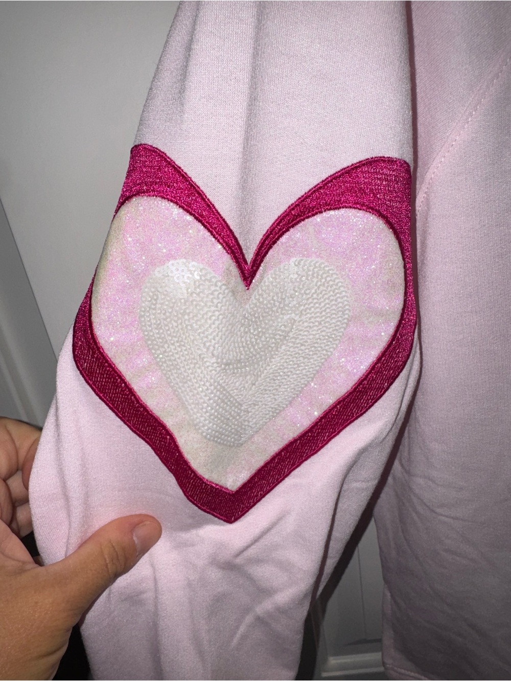 Mary Square Pink 'Love' Sequin Pullover Sweatshirt - Picture 4 of 5